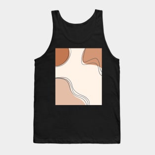 Brown and Beige Neutral Color Geometric Art Shapes and Lines Tank Top